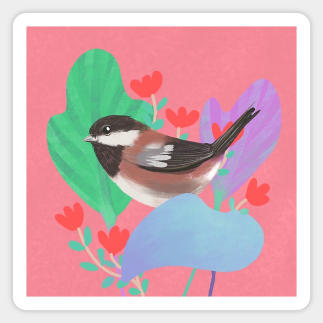 Chestnut Chickadee Sticker by Adrielle-art